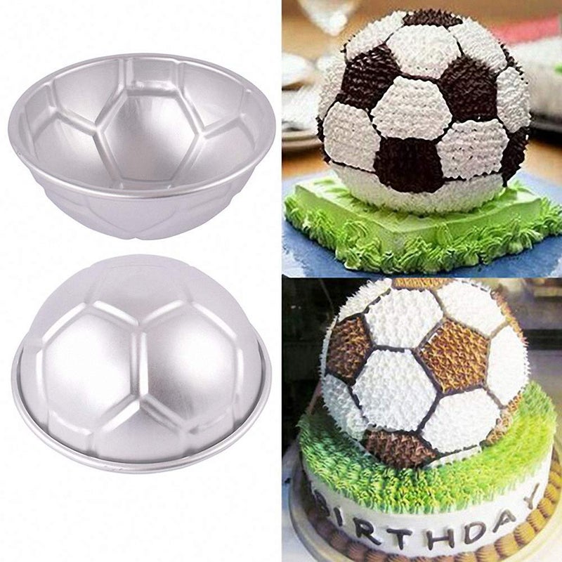 HiParty 9 Inch 3D Full-size Soccer Ball Aluminum Baking Pan with 4Pcs Hexagon Pentagon Cookie Cutter, Football Shape Metal Cake Pan Mold Boy's Birthday Sports Party Cake Bakeware Supplies - Image 3